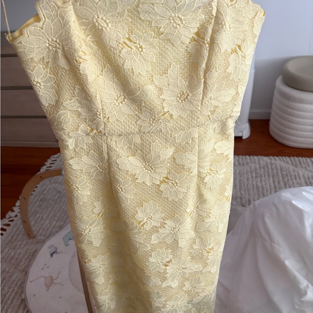 Bardot Strapless Yellow Floral Dress